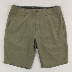 7 Diamonds Velocity Shorts Mens Size 34 Green Performance 10" Hybrid Stretch